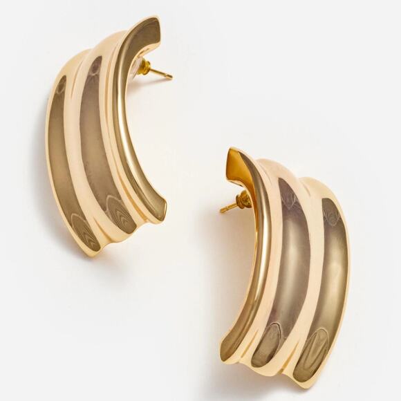 Self-Portrait Gold Ridged Earrings - Picture 4 of 7
